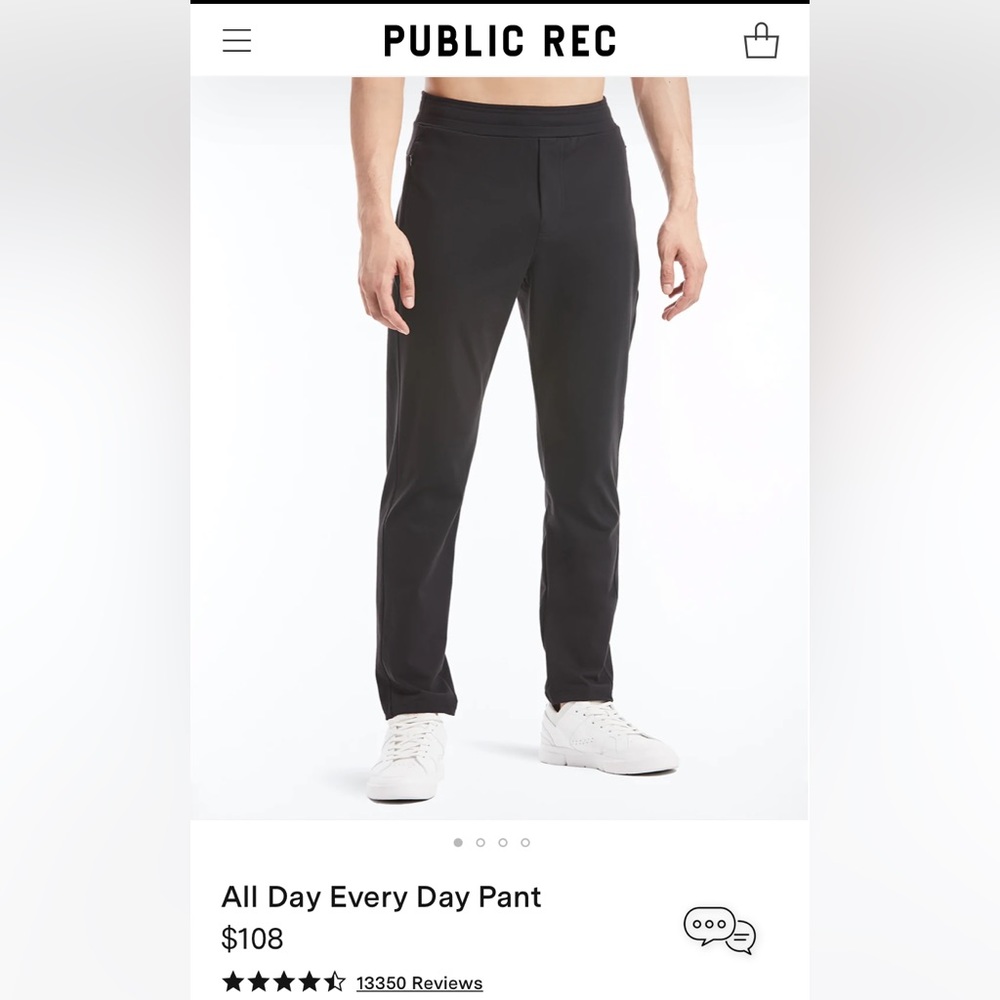 Public Rec All Day Every Day Pants in black. 40x30.